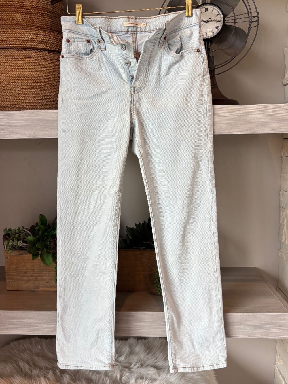 LEVI's Iconic Wedge Straight Button Fly High Rise Light Blue  27